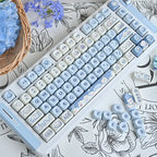Ice Cream Bears Keycap 131 keys MOA height PBT Thermal sublimation Sky Blue mechanical keyboard Caps Cute Blue keycap