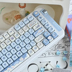 Ice Cream Bears Keycap 131 keys MOA height PBT Thermal sublimation Sky Blue mechanical keyboard Caps Cute Blue keycap