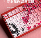 Yukiaim Keycaps Custom PBT Cherry Profile Side Carving Keycap Cute Sakura Cartoon Anime Point Key Cap for Gaming Keyboard Gift