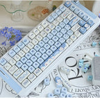 Ice Cream Bears Keycap 131 keys MOA height PBT Thermal sublimation Sky Blue mechanical keyboard Caps Cute Blue keycap